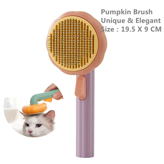 Pumpkin Pet Brush, Self Cleaning Slicker Brush