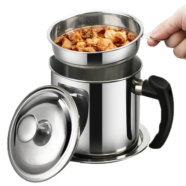 Stainless Steel Oil Strainer Pot With Filter